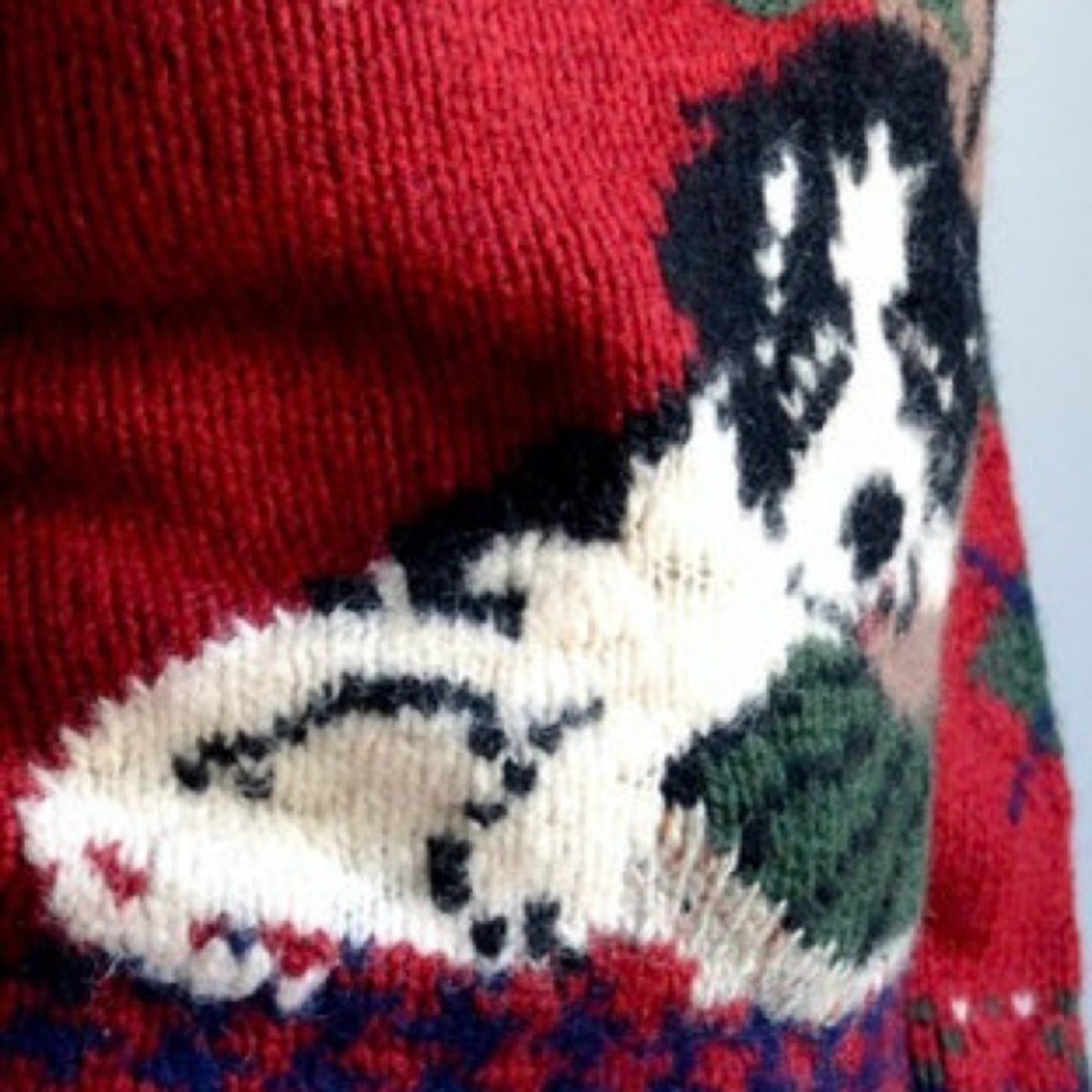 The Woolrich Women’s Springer Spaniel Puppy With Boot 100% Wool Vintage Sweater - Picture 14 of 16